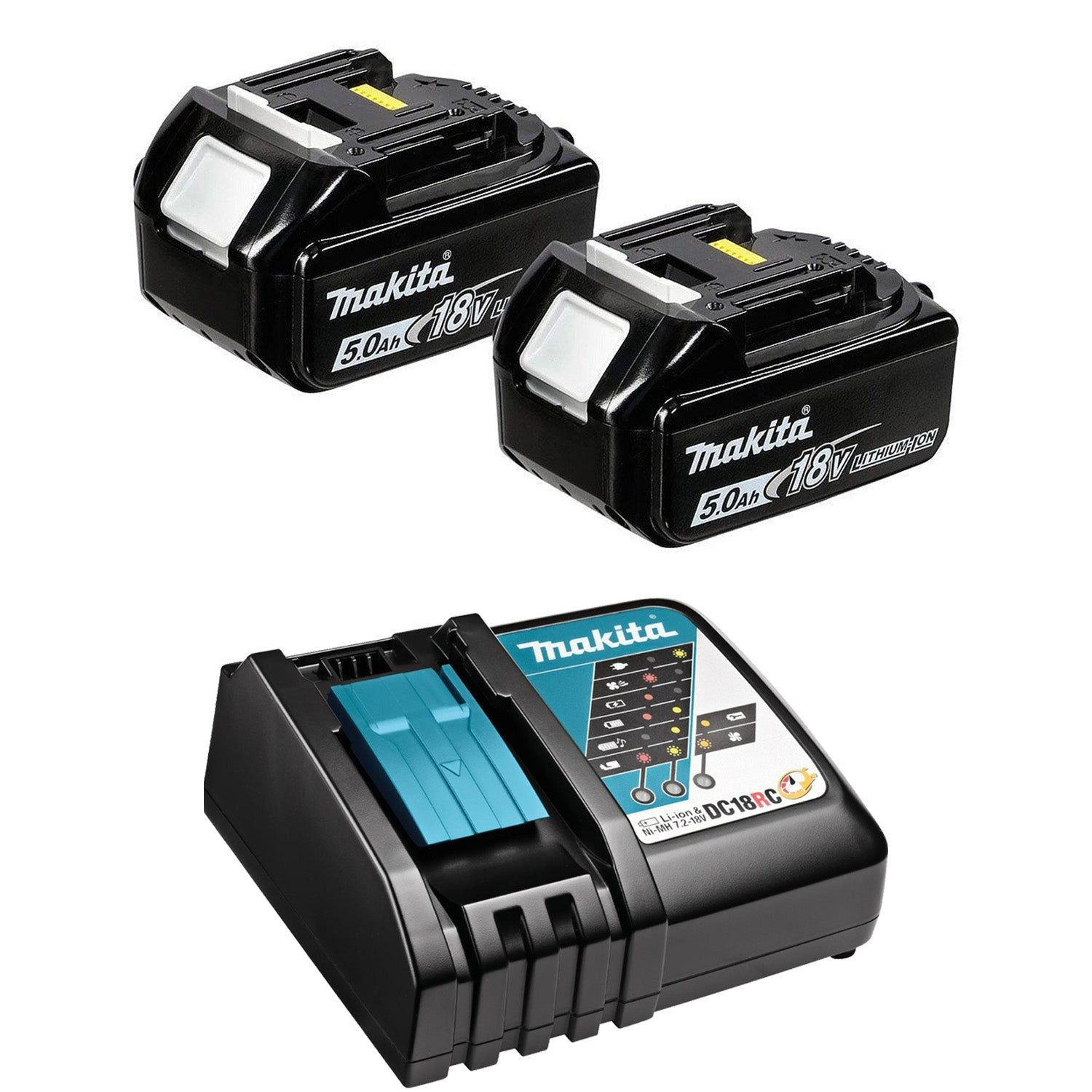 Makita Accessoires DC18BL1850 Kit de d&eacute;marrage avec batterie 18 V DC18RC + 2xBL1850B