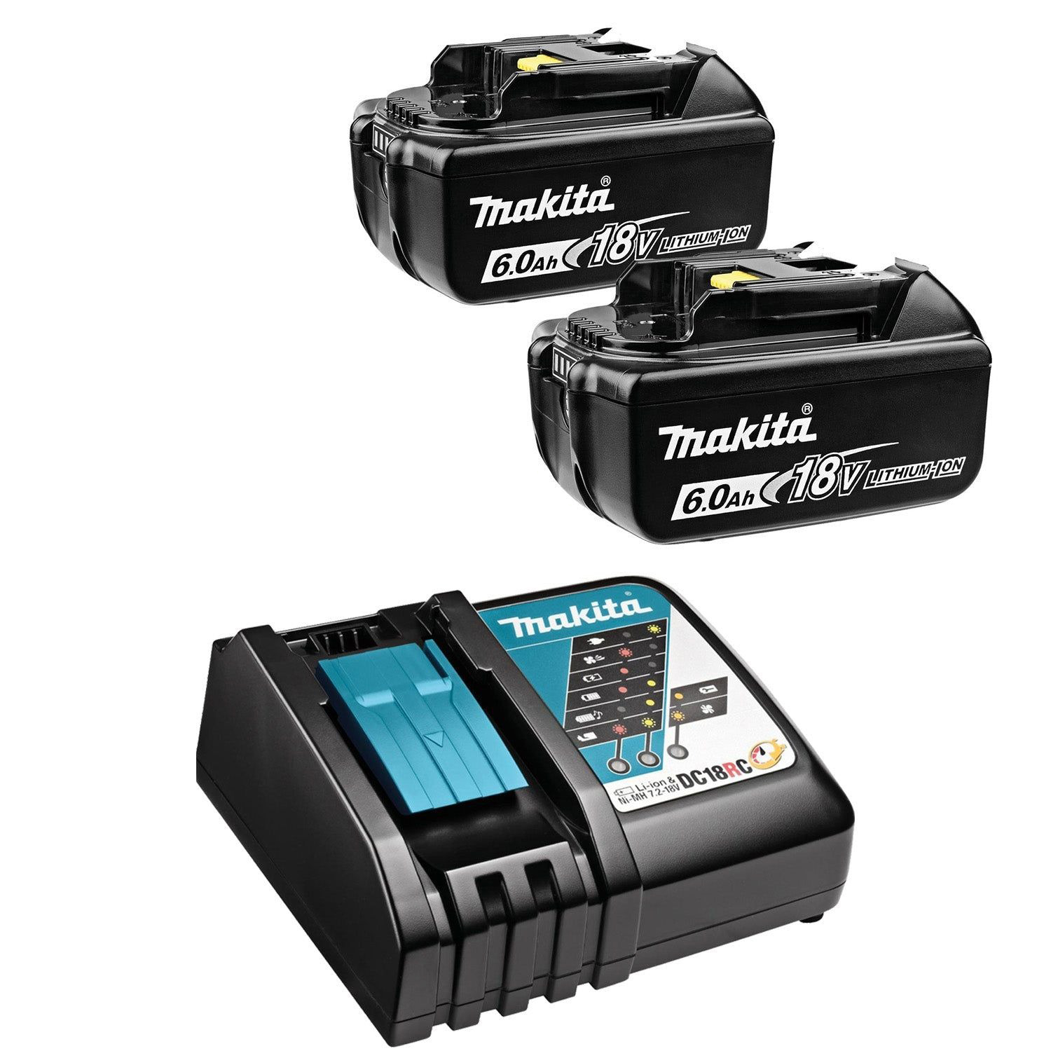 Makita Accessoires DC18BL1860 Kit de démarrage avec batterie 18 V DC18RC + 2xBL1860B 