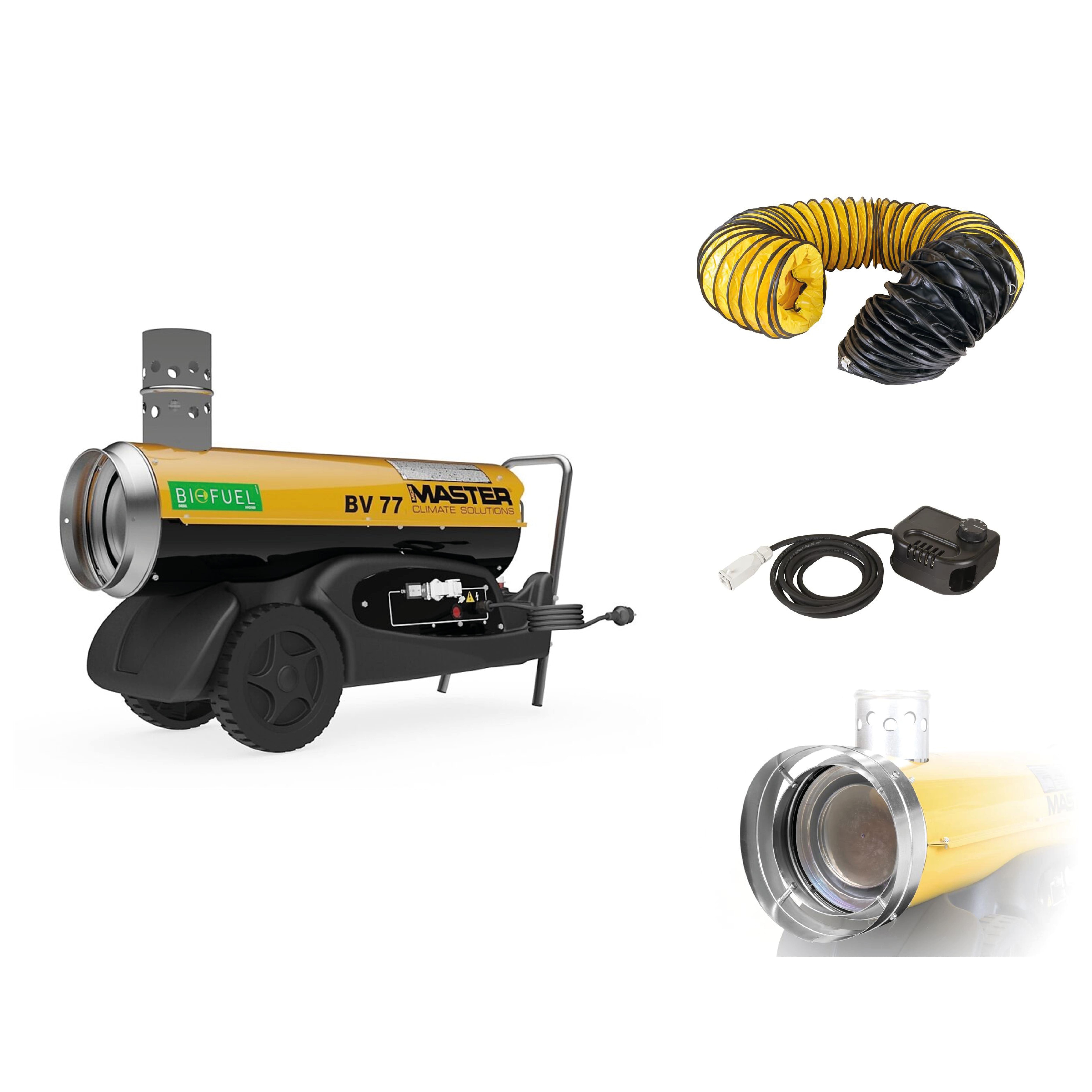 Master 4013.210S BV77E Set Chauffage indirect 20kW + 3 m de tuyau + connecteur + thermostat
