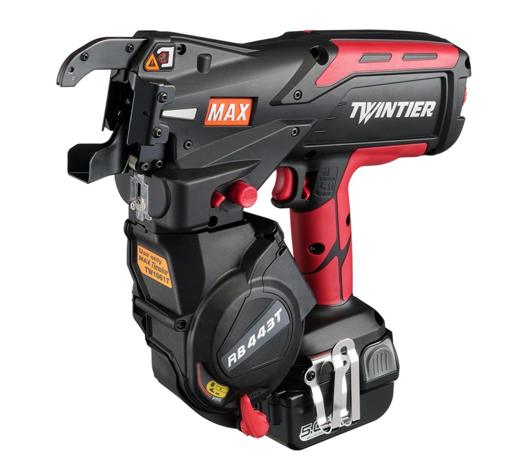 Max TRB94017 RB443T Machine à tresser Accu Twintier 14V 44 mm avec batteries et chargeur en mallette