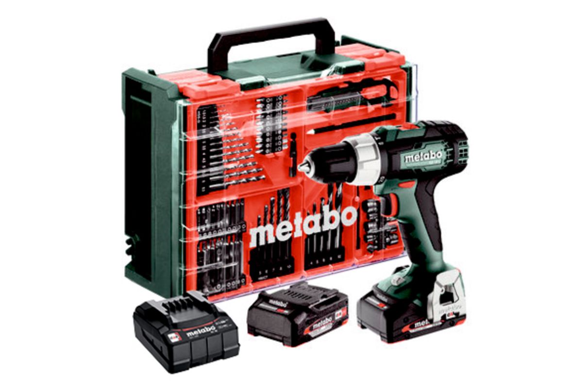 Metabo 614053710 SB 18 L Set Perceuse à percussion sans fil 18V 2x2Ah en coffret plastique avec 78 pièces
