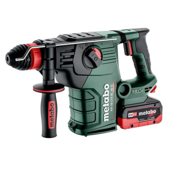 Metabo 600813810 Marteau combin&eacute; KH 18 LTX BL 35 Q Accu 2x batteries 18V LiHD 8,0 Ah et chargeur rapide ASC 145 dans metaBOX