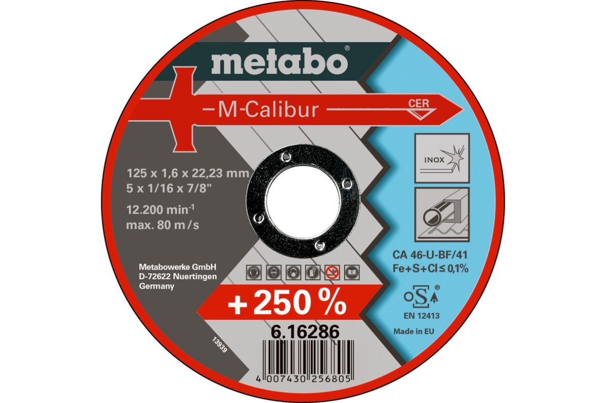 Metabo Accessoires 616286000 M-Calibur Disque à tronçonner Ø 125x1,6x22,23 mm