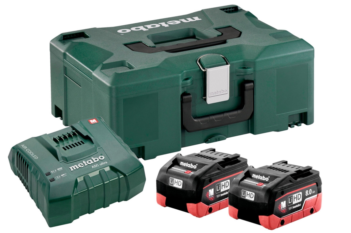 Metabo Accessoires 685131000 Set de batteries 2 x 18V LiHD 8.0Ah + 1 x Lader ASC ultra