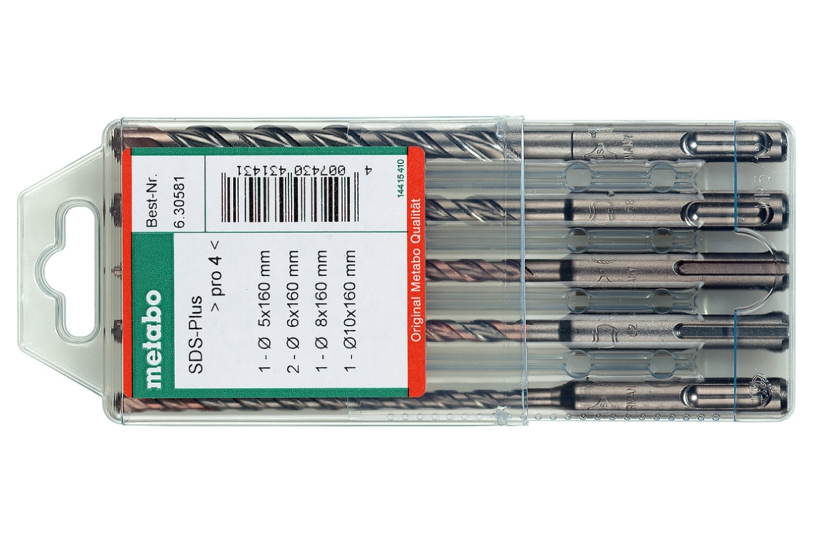 Metabo Accessoires 630581000 Jeu de 4 forets SDS-plus Pro (5 pièces)