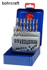 Bohrcraft 12011310019 MG10-TCR Jeu de 19 forets industriels HSS-G Turbocraft spécialement rectifiés dans une mallette industrielle