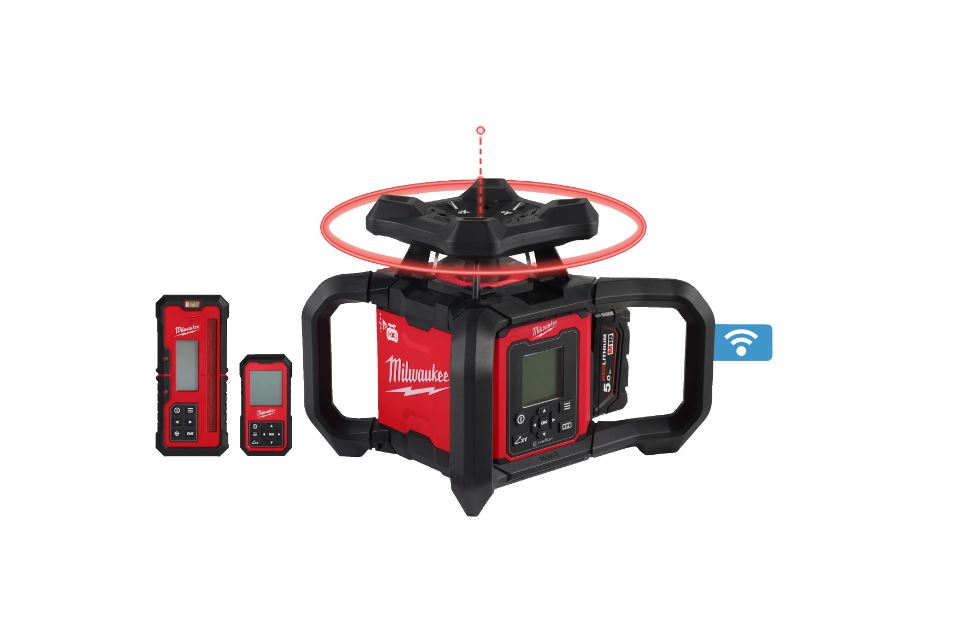 Milwaukee 4933493204 M18 RLOHV1200-501C Laser rouge rotatif horizontal/vertical avec double biseau 18V 5.0Ah Li-Ion