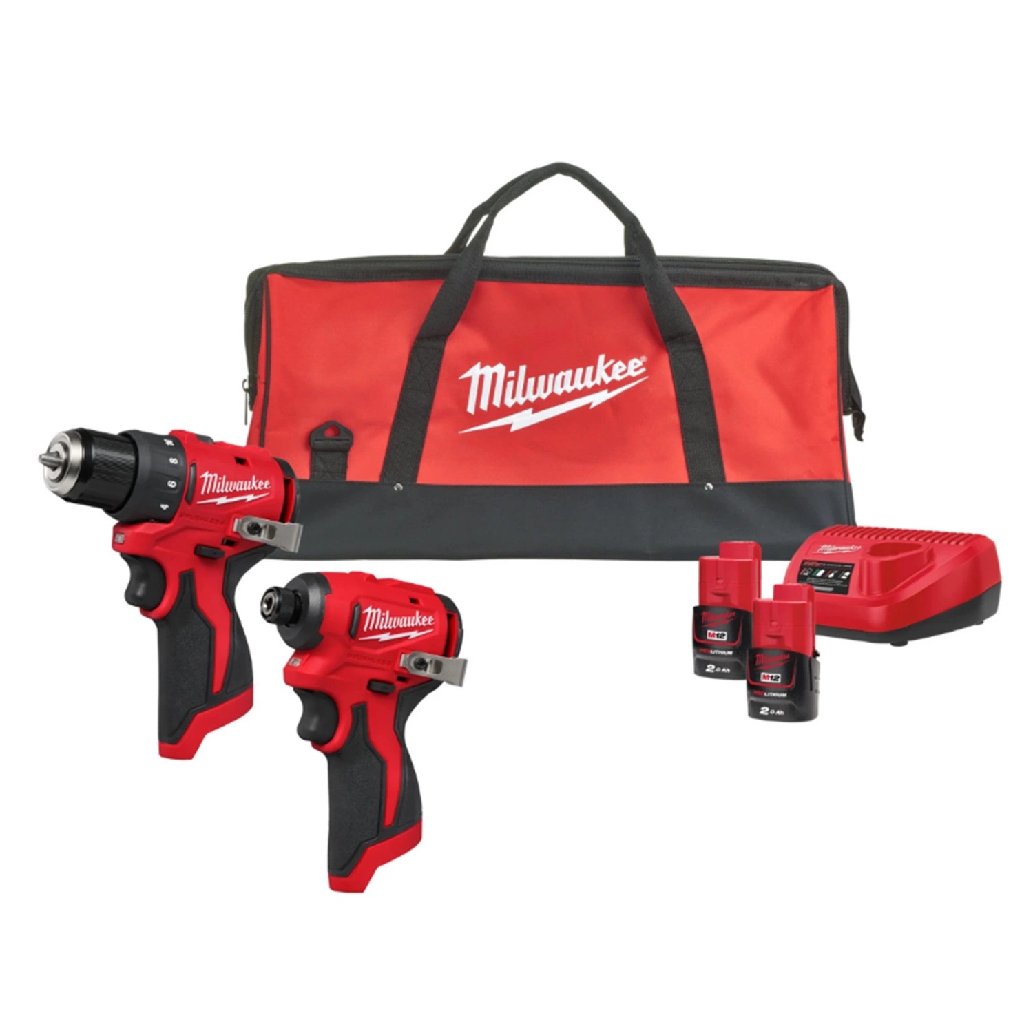 Milwaukee 4933500139 M12 BLPP2D Powerpack 2 machines 2x 2.0Ah et chargeur dans sac Contactor