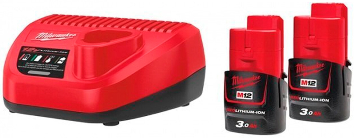 Milwaukee Accessoires 4933451902 M12 NRG-302 M12™ NRG pack - 2 x batterie 12V 3.0Ah + chargeur C12C