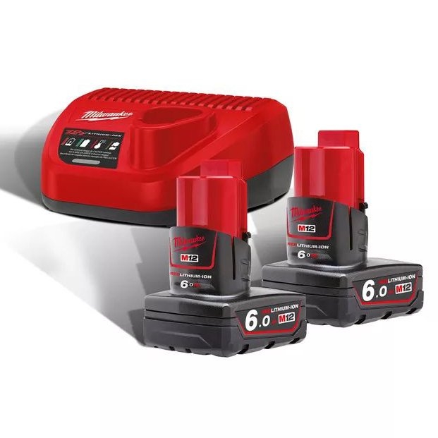 Milwaukee Accessoires 4933451903 M12 NRG-602 M12™ NRG pack - 2 x batterie 12V 6.0Ah + chargeur C12C 4933451903