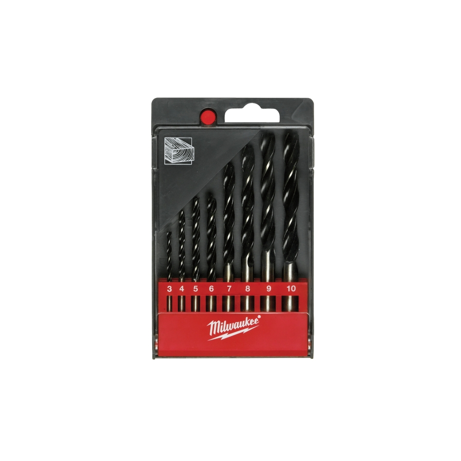 Milwaukee Accessoires 4932352466 Jeu de forets à bois en cassette plastique (8 pièces)