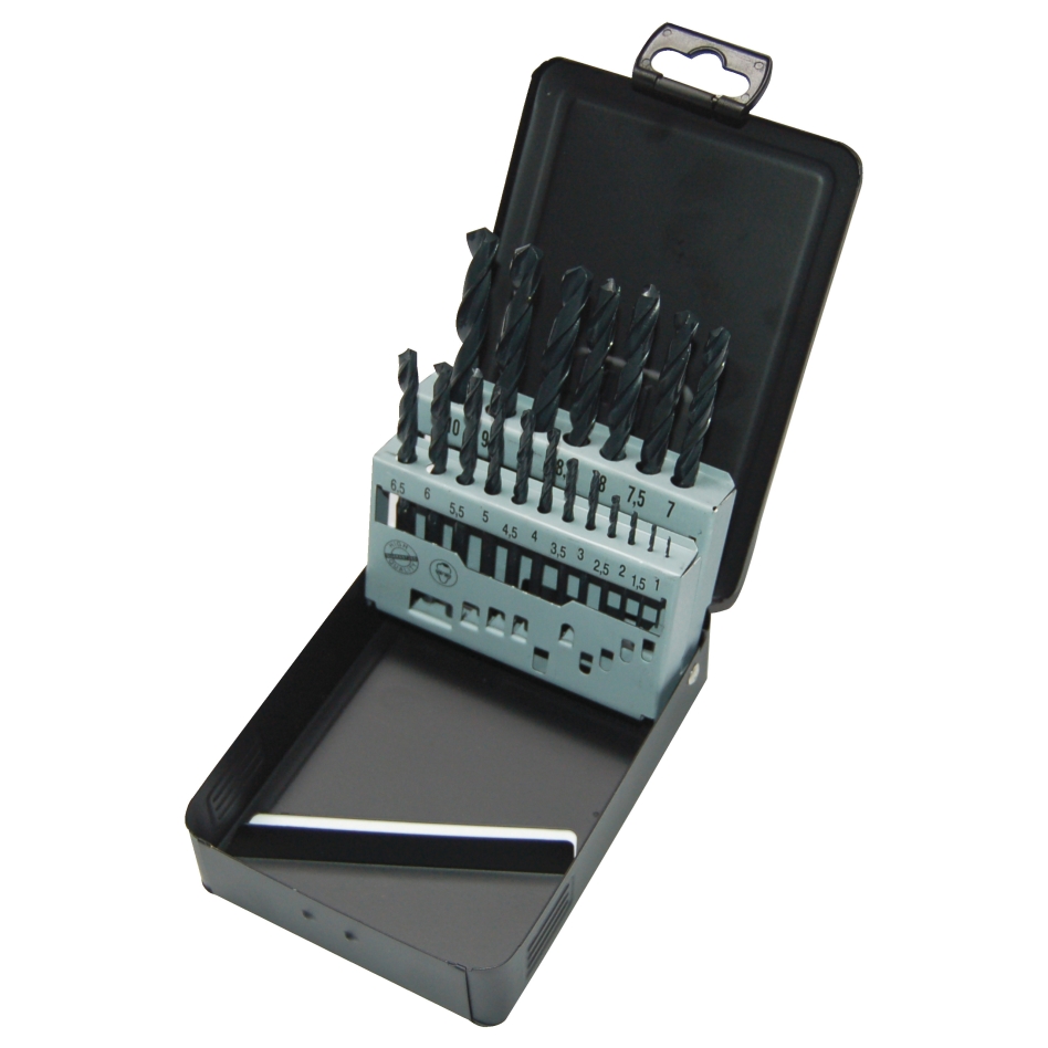 Milwaukee Accessoires 4932352468 Jeu de forets métalliques HSS-R dans un coffret métallique (19 pièces)