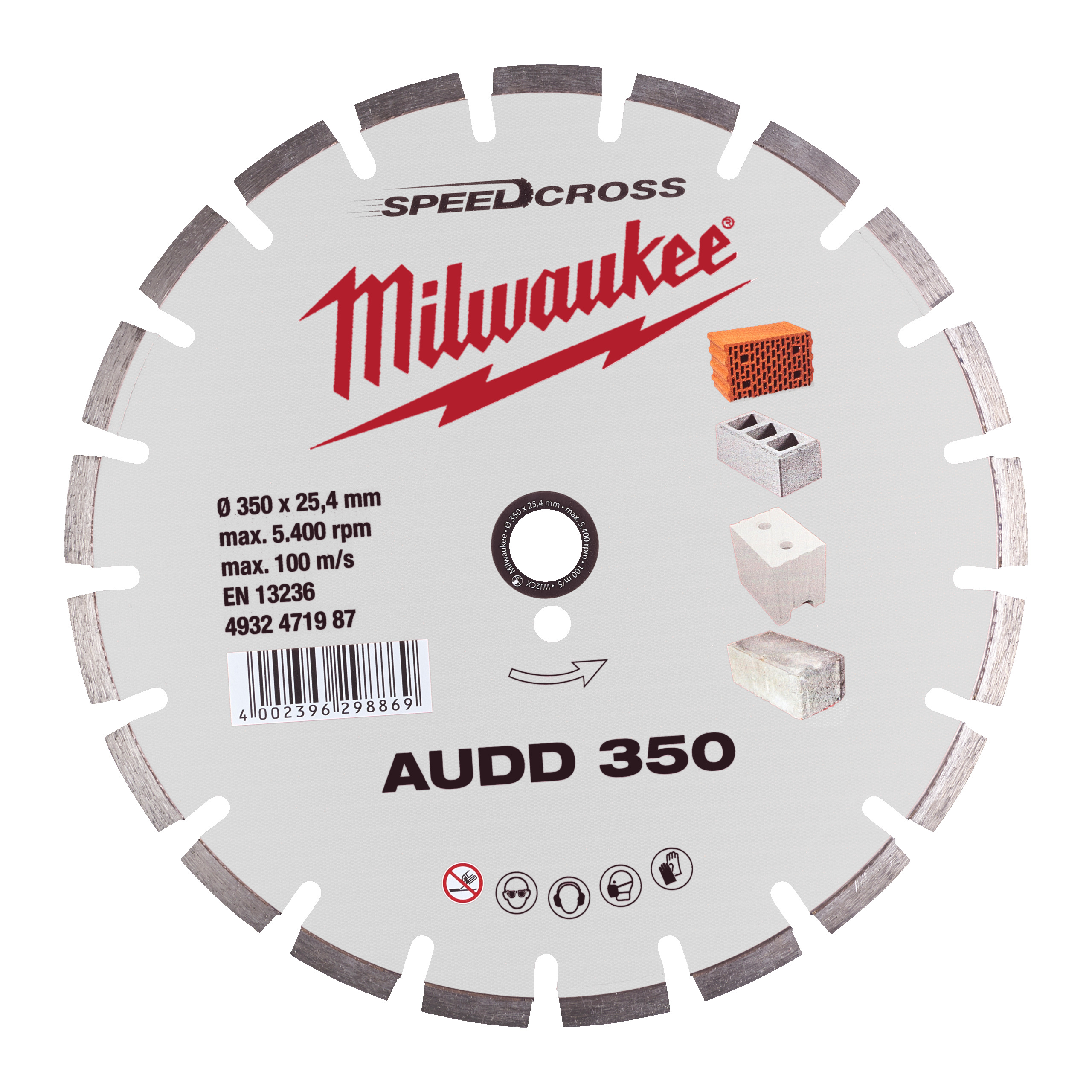 Milwaukee Accessoires 4932471987 Disque diamanté AUDD 350 mm - 1 pc