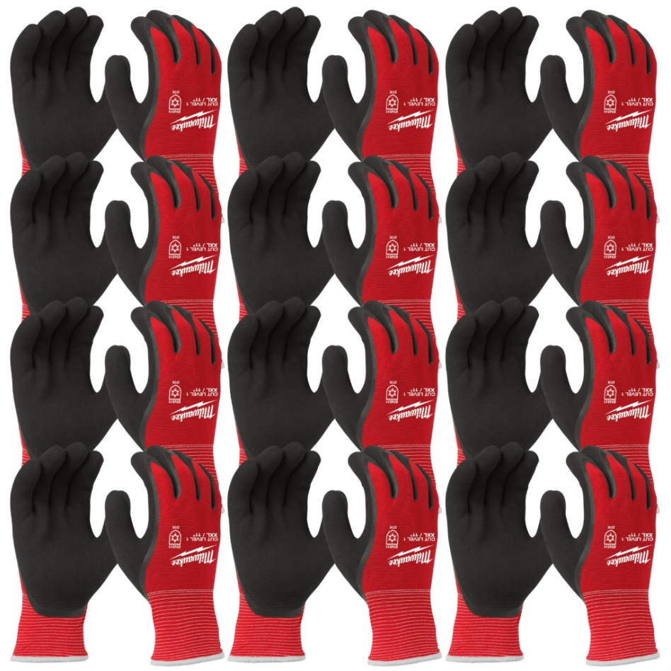 Milwaukee Accessoires 4932471606 12 paires de gants de travail trempés Taille 8/M Coupe Classe 1