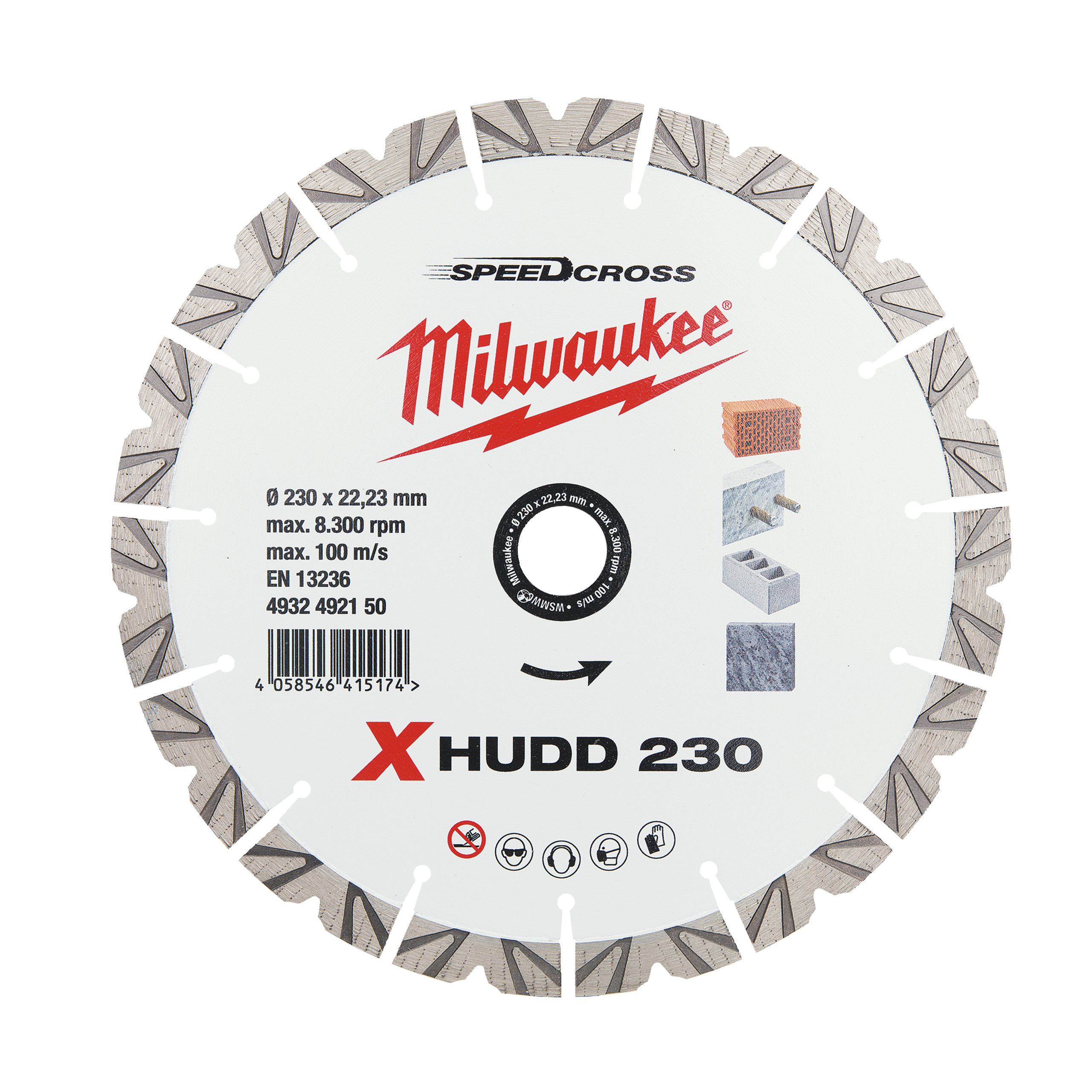 Milwaukee Accessoires 4932492150 Roue Premium Speedcross X-HUDD Diamond 230 mm