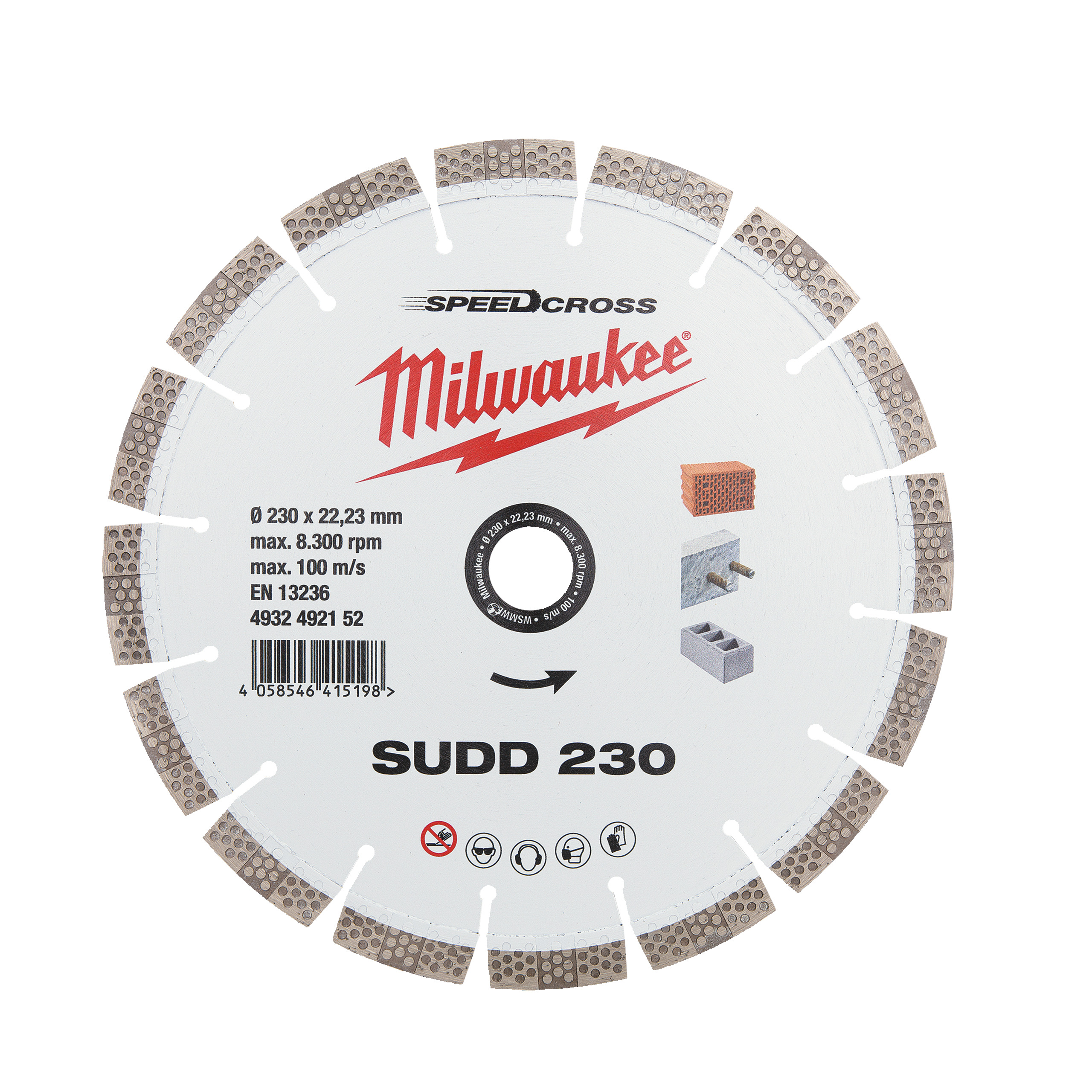 Milwaukee Accessoires 4932492152 Speedcross SUDD Disque diamant 230 mm