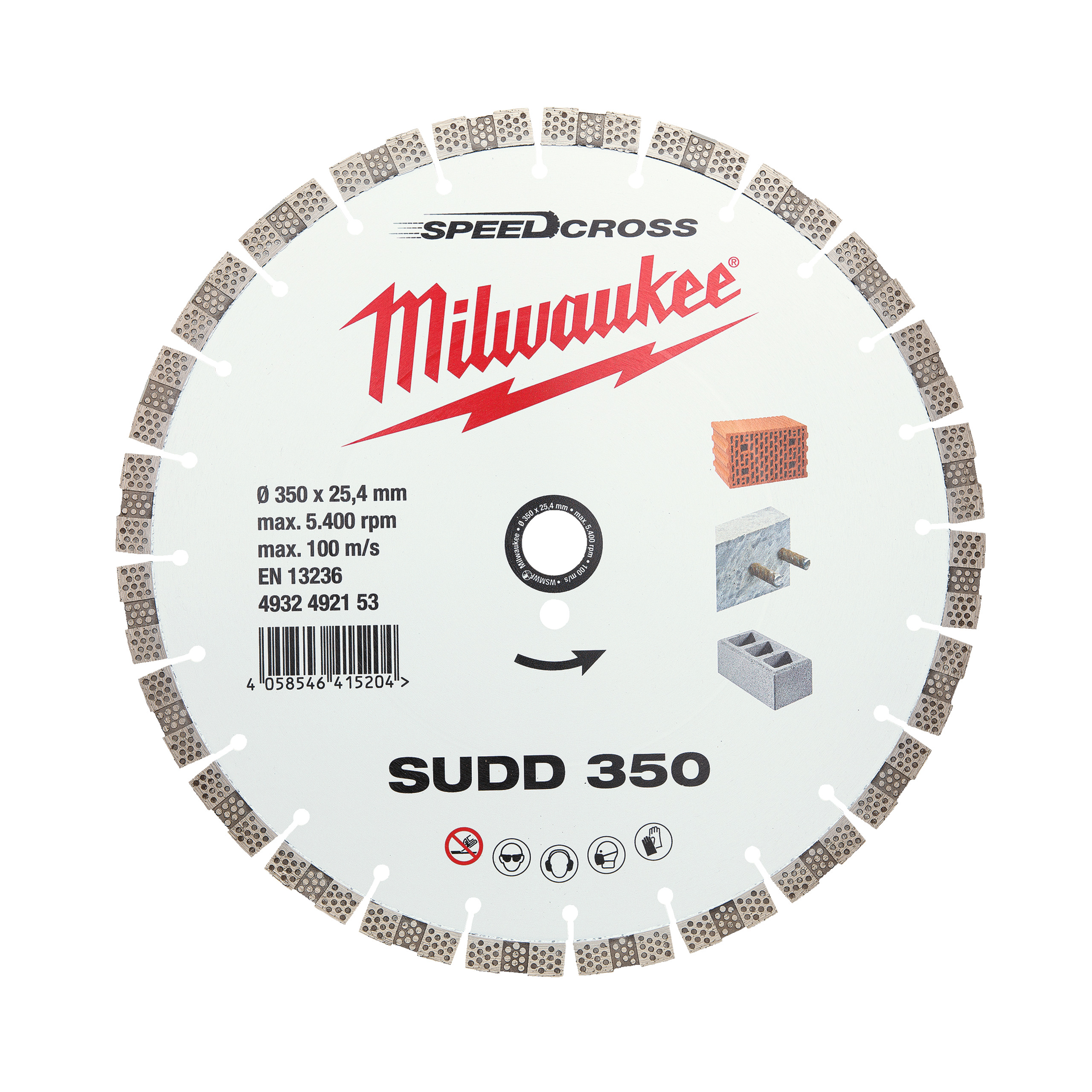 Milwaukee Accessoires 4932492153 Speedcross SUDD Disque diamant 350 mm