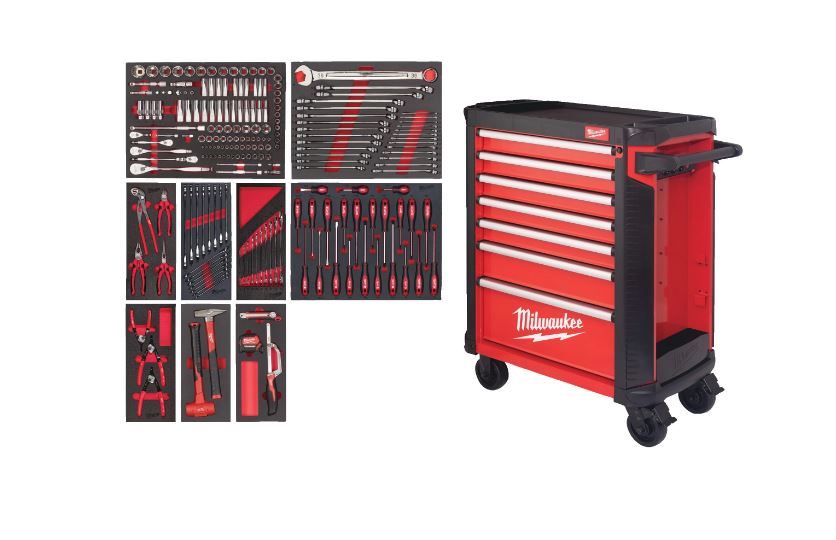 Milwaukee Accessoires 4932498185 TOOLGUARD Chariot à outils 30"/78 cm en acier 7 couches 206 pièces 4932498185
