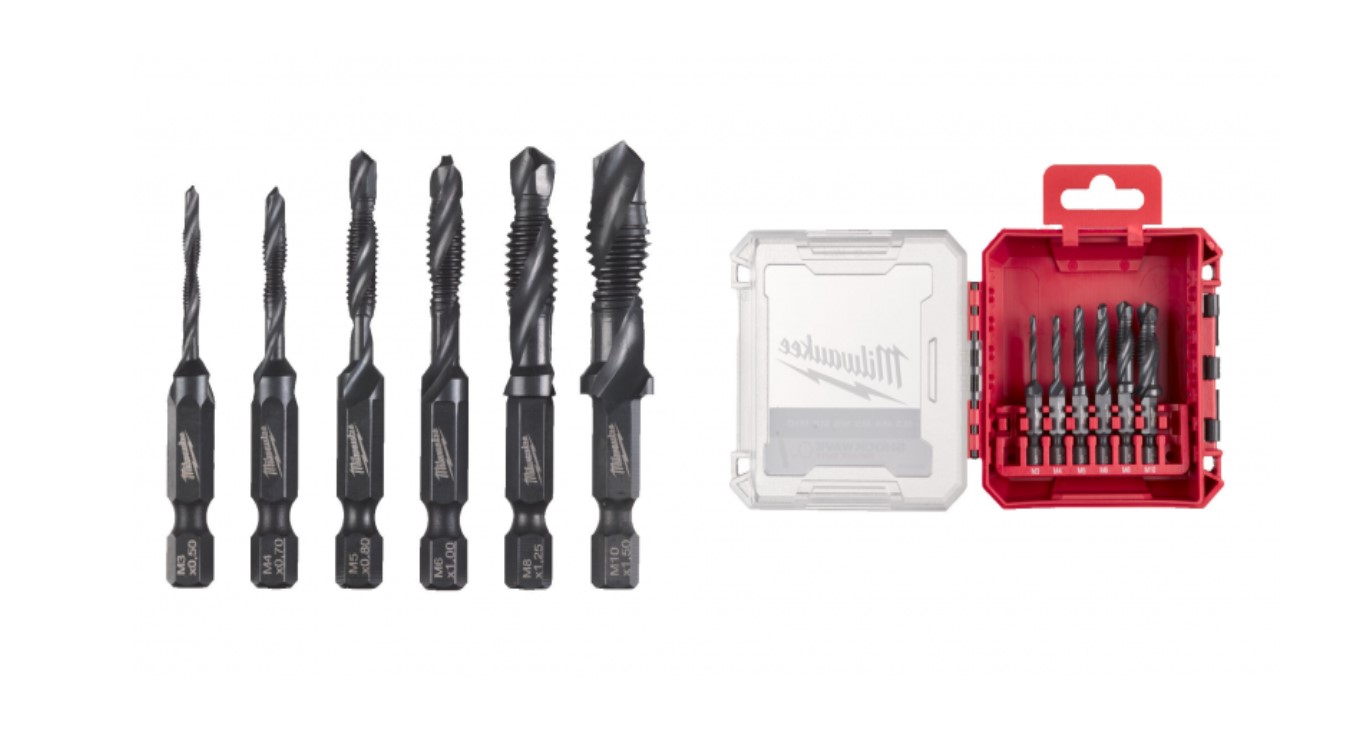 Milwaukee Accessoires 4932498267 SHOCKWAVE 3-in-1 Taraudeur HEX HSS-G 6 pièces en boîte PACKOUT Ready