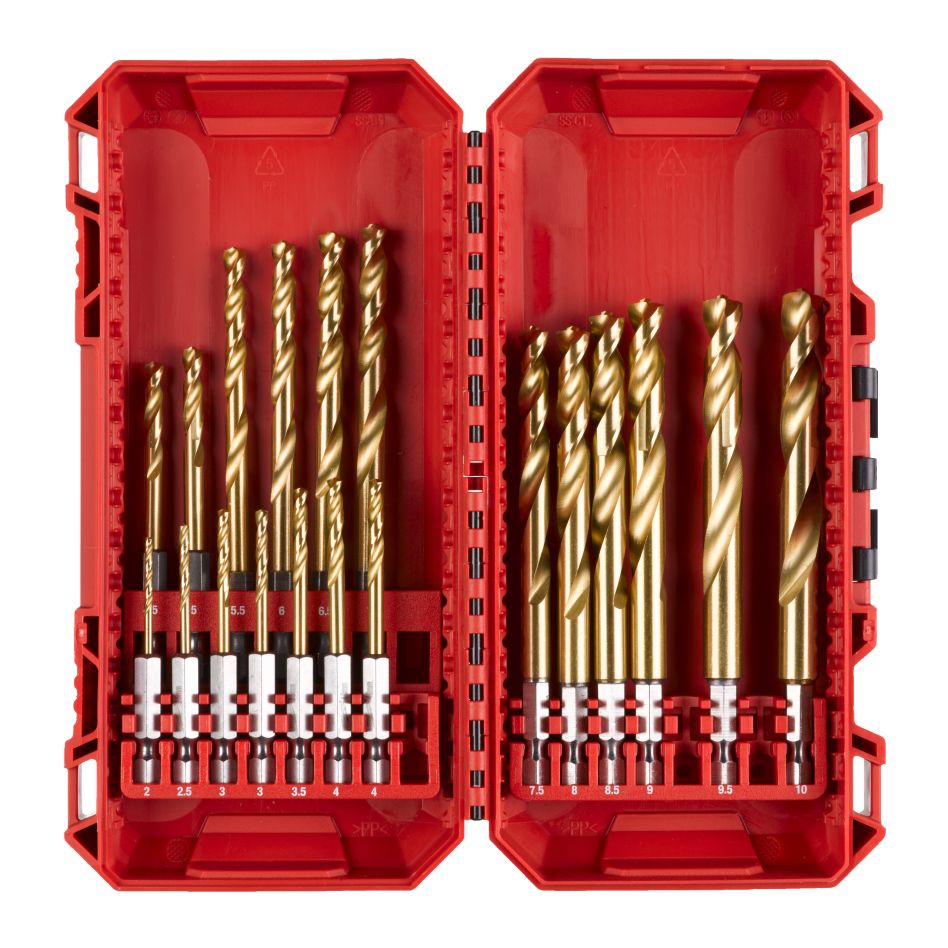 Milwaukee Accessoires 4932499763 SHOCKWAVE RED HEX Set PACKOUT Ready Box Metal Drill Set HSS-G 19-piece