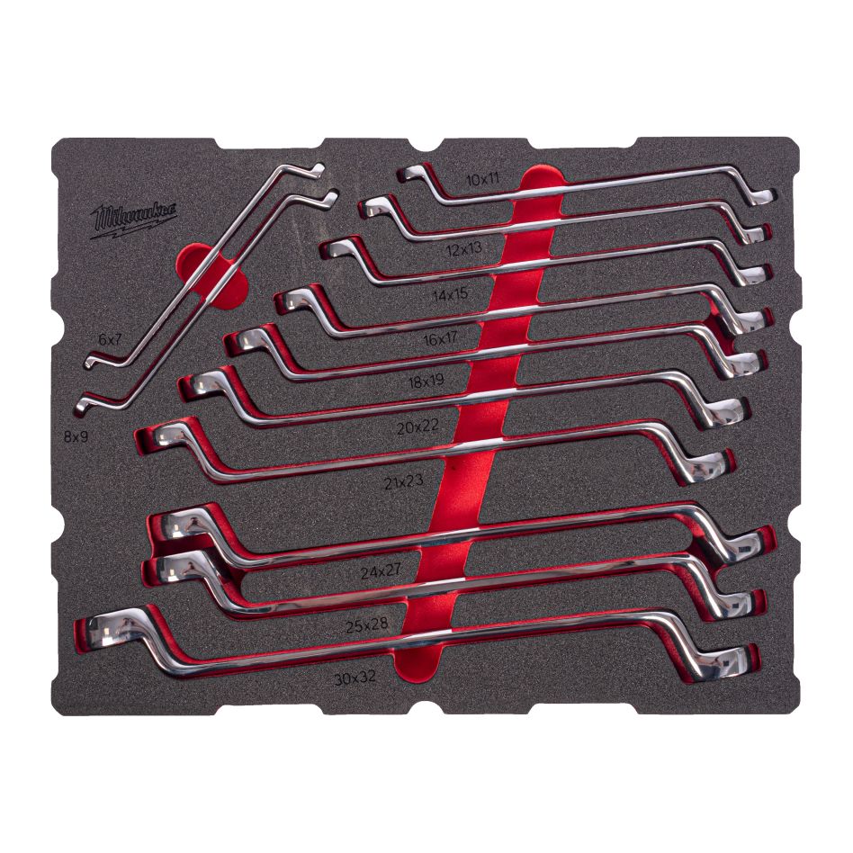 Milwaukee Accessoires 4932501873 Incrustation en mousse PACKOUT Jeu de clés à double anneau avec décalage 12 pièces