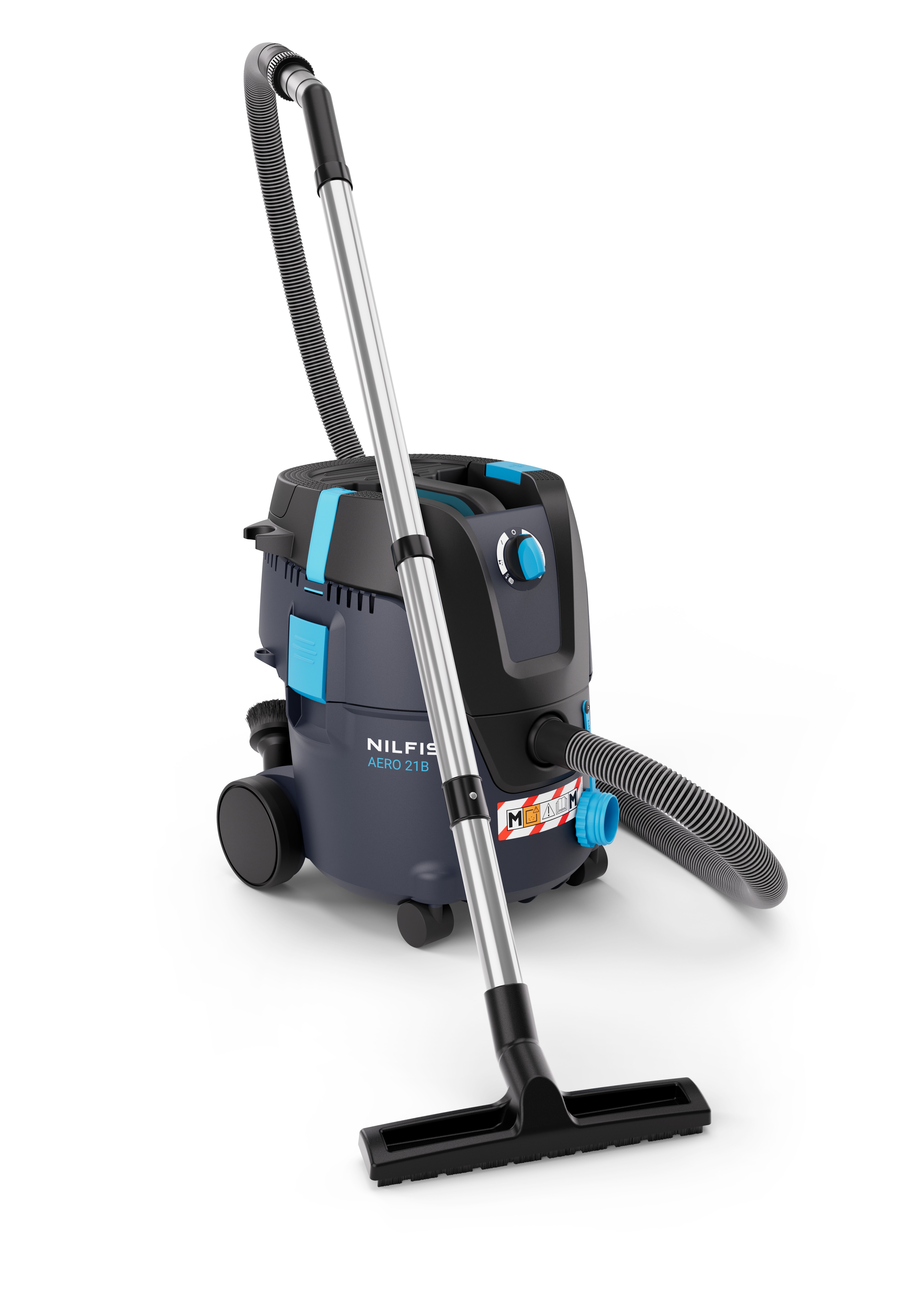 Nilfisk 107419701 AERO 21B-W0M PCBP Aspirateur eau et poussi&egrave;re 36V 160W avec 1x 6Ah, chargeur, t&eacute;l&eacute;commande et syst&egrave;me start-stop