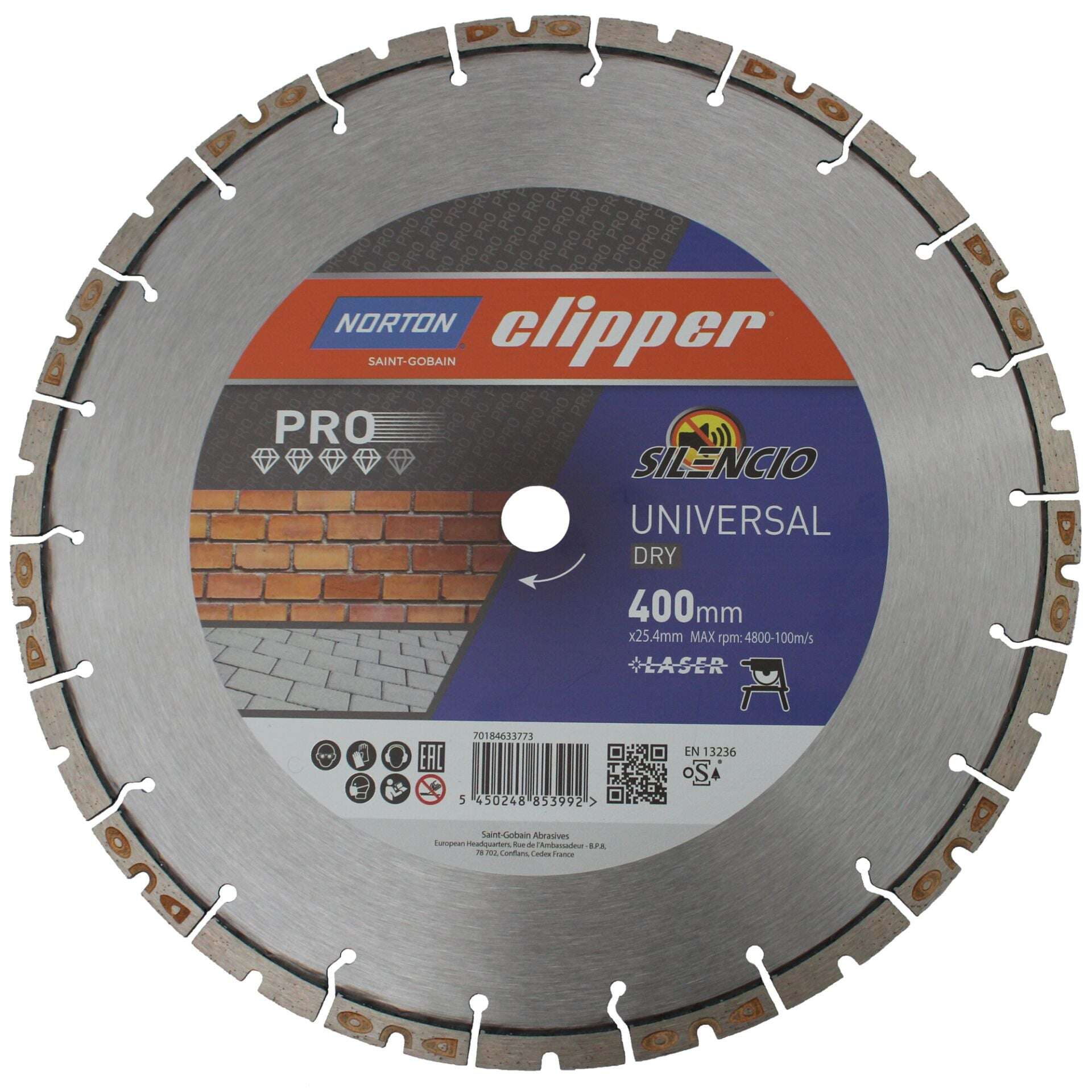 Norton Clipper 70184635032 Pro Universal Silencio Dry Fast Cut &Oslash; 400 x 25.4 x 2.8 mm