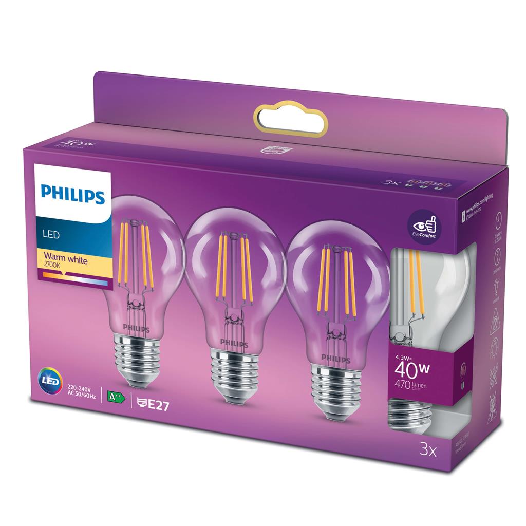 Philips P763756 Lampe classique LED 40 Watt E27 - 3 pièces