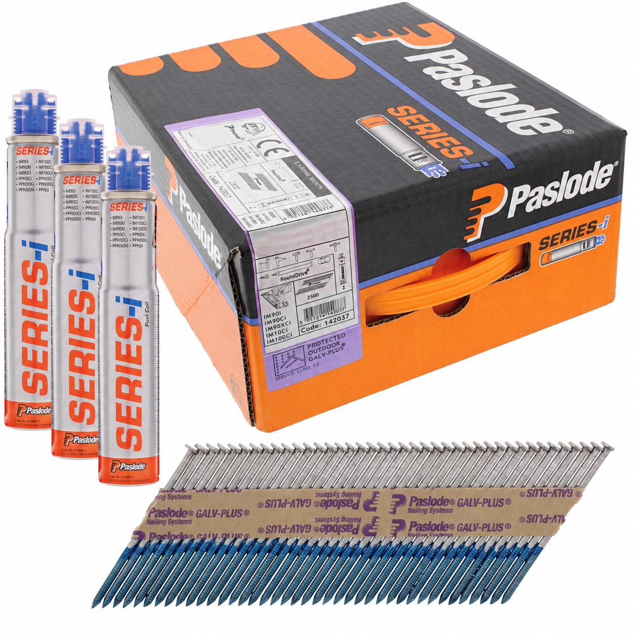 Paslode Fixation 142007 Clou &agrave; bande 2,8 x 51, anneau galvanis&eacute; RounDrive (cartouches de gaz incluses) 3 750 pi&egrave;ces