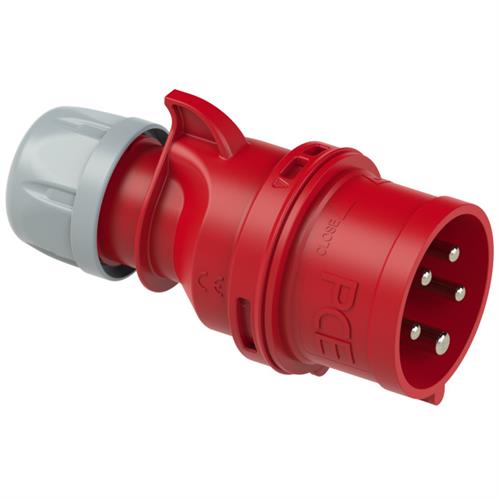 PCE 41.031 Fiche CEE 16A - 400V - 5P - IP44 - 6h - rouge avec changement de phase