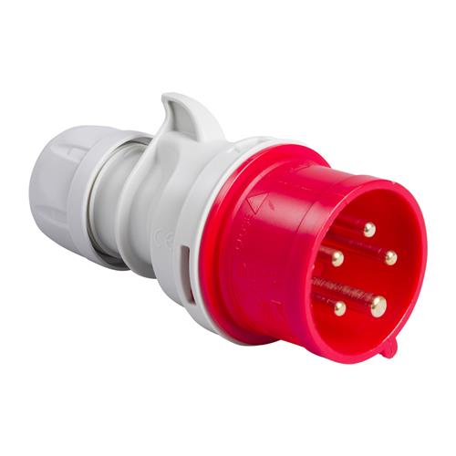 PCE 41.040 Fiche d'alimentation CEE 32A - 400V - 5P - IP44 - 6h - rouge