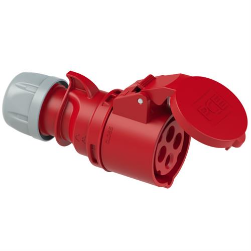 PCE 42.010 Fiche de couplage CEE 16A - 400V - 4P - IP44 - 6h - rouge