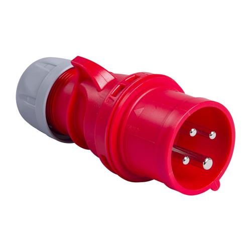 PCE 41.011 Fiche CEE 16A - 400V - 4P - IP44 - 6h - rouge avec changement de phase