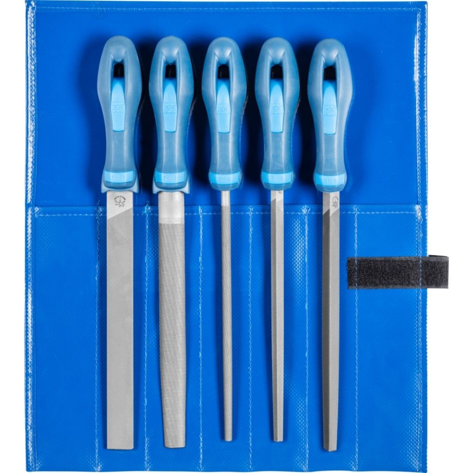 Pferd 11800531 Jeu de limes d'atelier WR 5 pièces dans un étui à roulettes 200 mm cap 1 pour le ponçage grossier, l'ébavurage