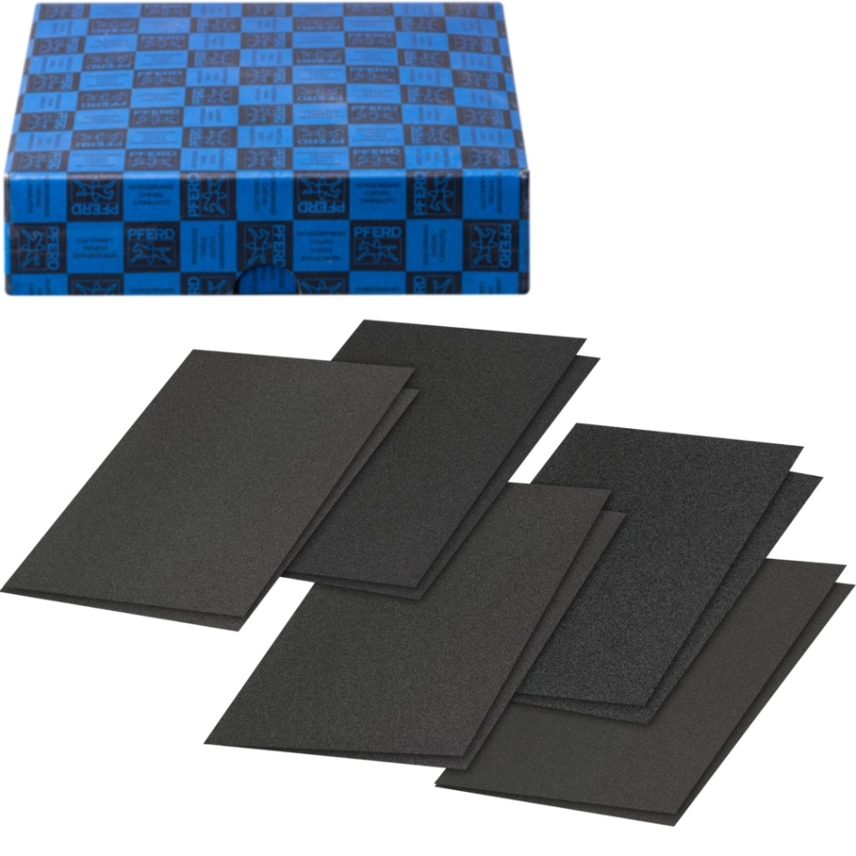 Pferd 45098041 Jeu de 10 feuilles abrasives en corindon 230x280 mm BG BL A40, 80, 100, 120, 180 universel