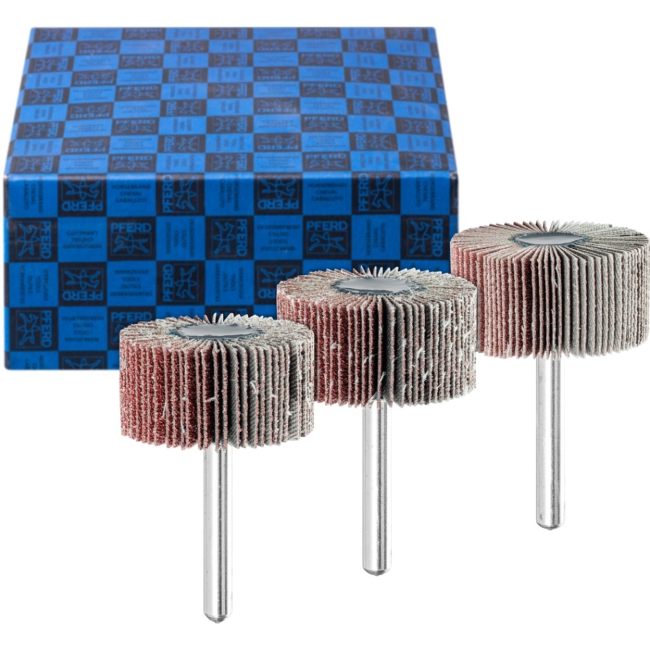Pferd 44498003 Jeu de brosses à lamelles 3 pièces en corindon Ø 40x20 mm tige Ø 6 mm A60, 80,120 pour le ponçage fin