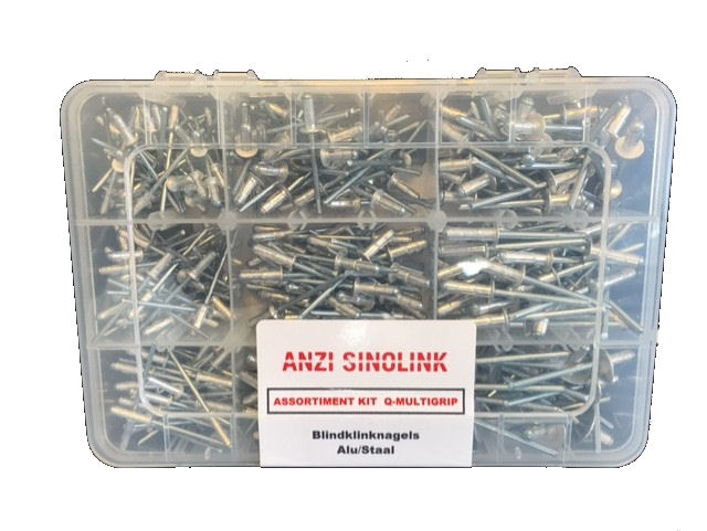 Pull-Link 15ASSORT-MULTI Rivets aveugles Alu/Acier 405 pièces Assortiment
