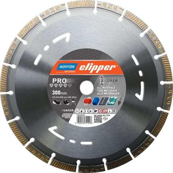 Norton Clipper 70184602097 Pro 4 x 4 Explorer Lame de scie diamantée 500 x 25,4 mm