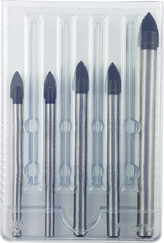 Projahn 59001 Jeu de forets pour verre et carrelage 5 pièces 2x 6mm, 2x 8mm, 1x 10mm