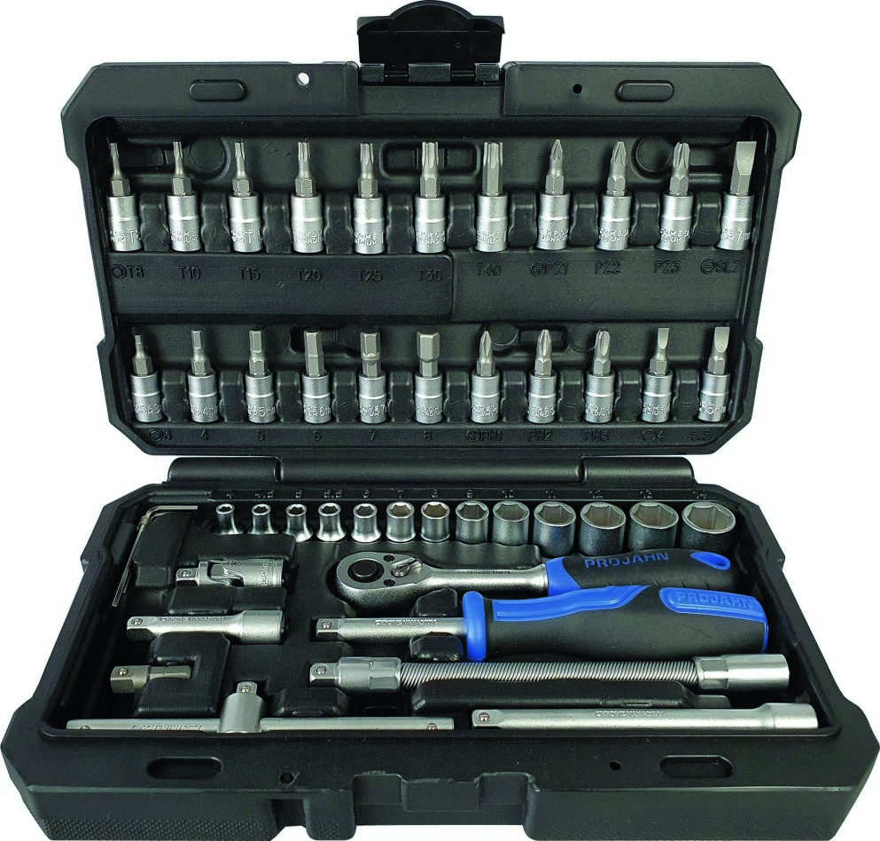 Projahn 8651 Jeu de clés à douille 1/4", 46 pièces proficraft, cliquet 48 dents