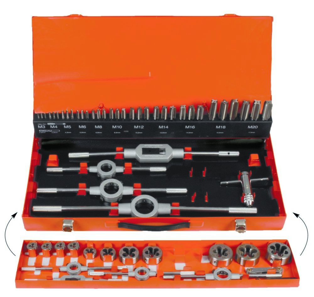 Projahn 91005 Jeu d'outils de filetage HSS-G 55 pièces M3-M20 en coffret métallique