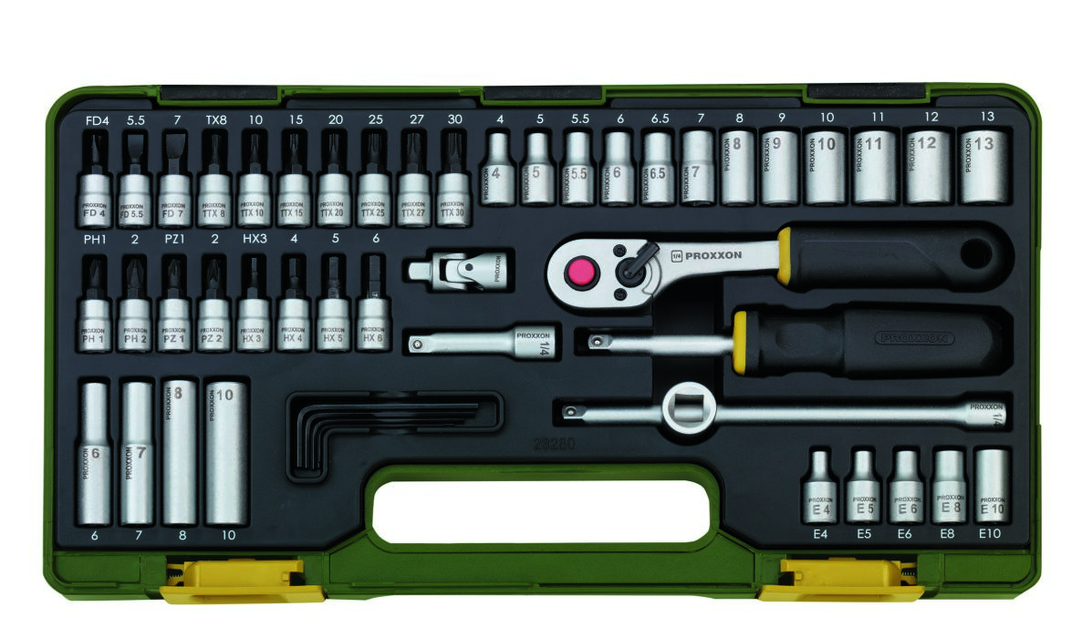 Proxxon 23280 Jeu de clés à douille avec embouts 1/4" 50 pcs