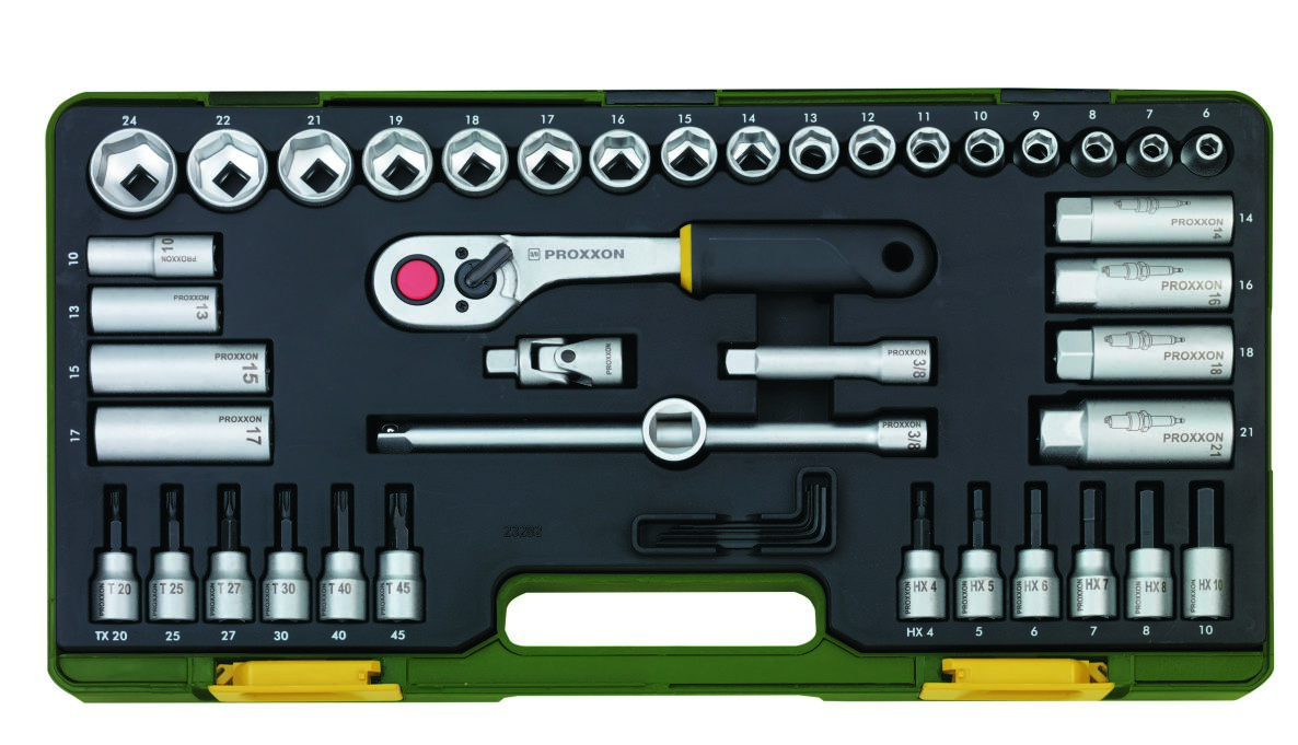 Proxxon 23282 Jeu de clés à douilles avec embouts 3/8" 47 pcs