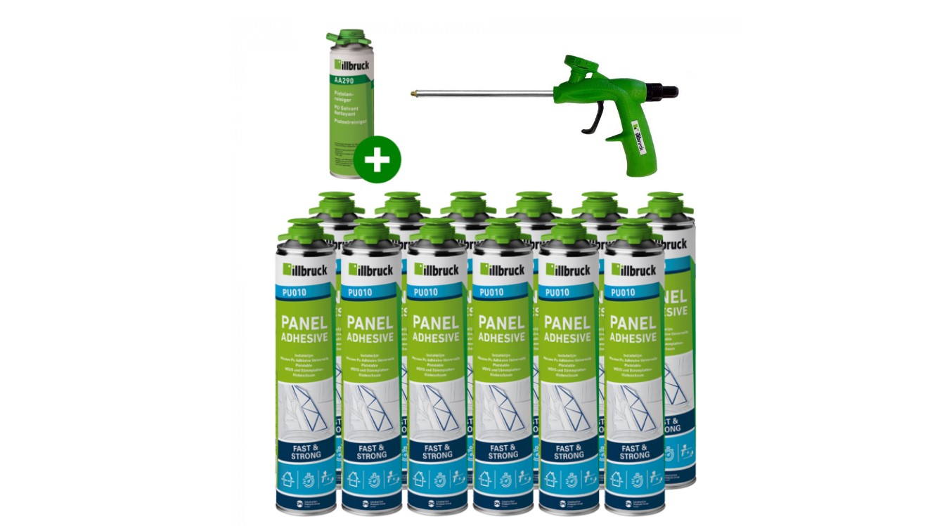 illbruck PU010SET - 12 x PU010 Colle Isolante 750ml + Pistolet + Nettoyant