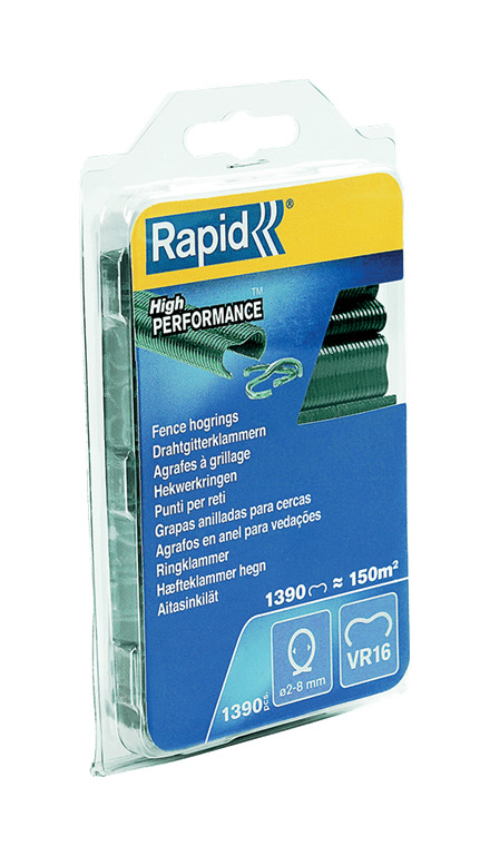 Rapid 40108800 VR16 Clôture Anneaux hauts verts  1 390 pcs.