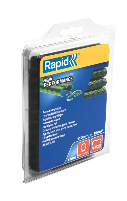 Rapid 40108807 VR22 Clôture Anneaux hauts verts  1,100 pcs.