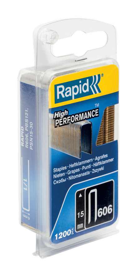 Rapid 40109528 No. 606 agrafes à dos étroit 15 mm  1.200 pièces