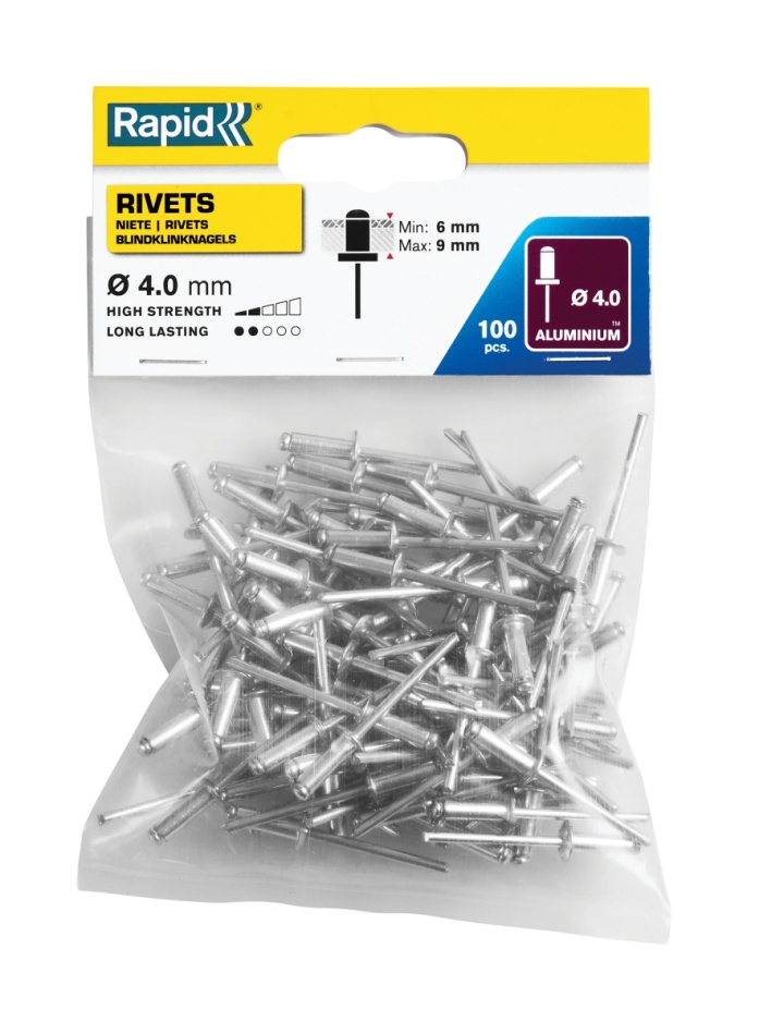 Rapid 5000379 Rivets aveugles standard Ø4.0 x 12 mm  100 pièces