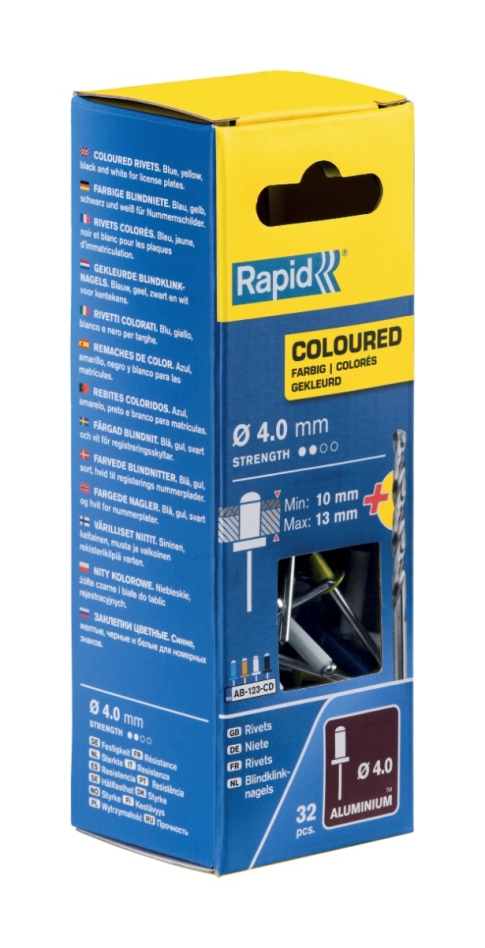 Rapid 5000403 Rivets aveugles pour automobiles Ø4.0 x 16 mm  32 pièces