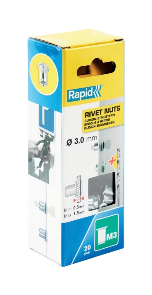 Rapid 5000670 Ecrous pour rivets aveugles M3  20 pièces